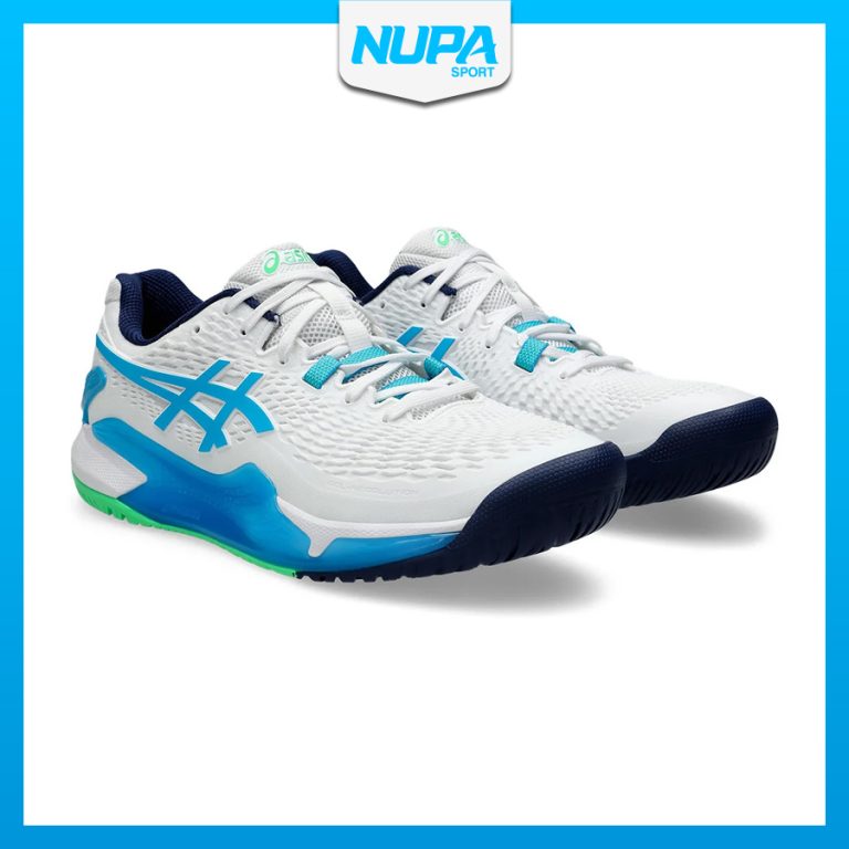 Giày Tennis Nam Asics Gel - Resolution 9 - WHITE-DIGITAL AQUA